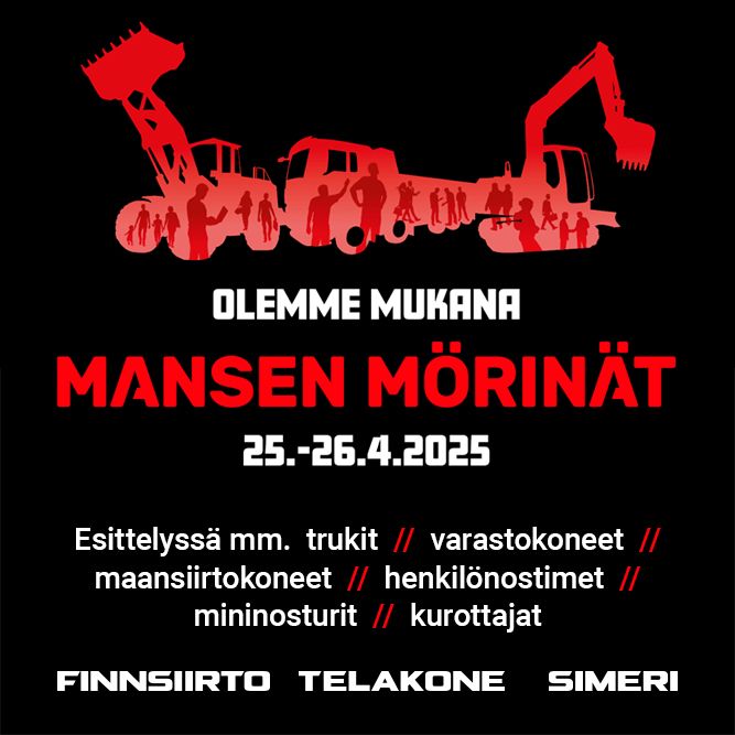 MANSEN MÖRINÄT 2025 – Suomen suurimmat konepäivät pe 25.4. klo 9–17 ja la 26.4. klo 9–15.
