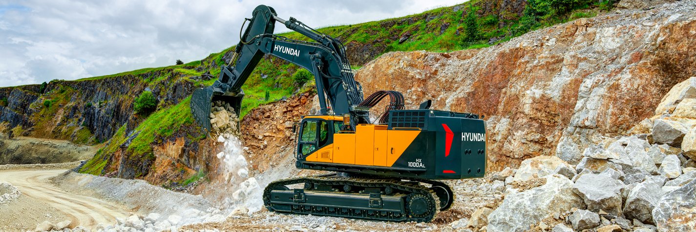 Tela-alustainen Hyundai HX 1000 A -kaivinkone on super-raskaansarjan uutuus valmiina tuottamaan tuloksia kaikkein suurimman volyymin maansiirtourakoissa.