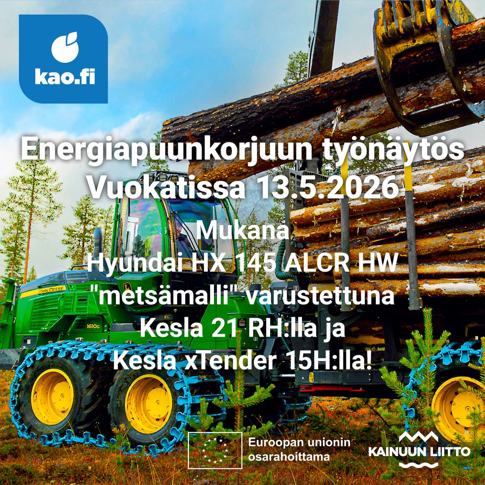 Energiapuunkorjuun työnäytös Vuokatissa 13.5.2026