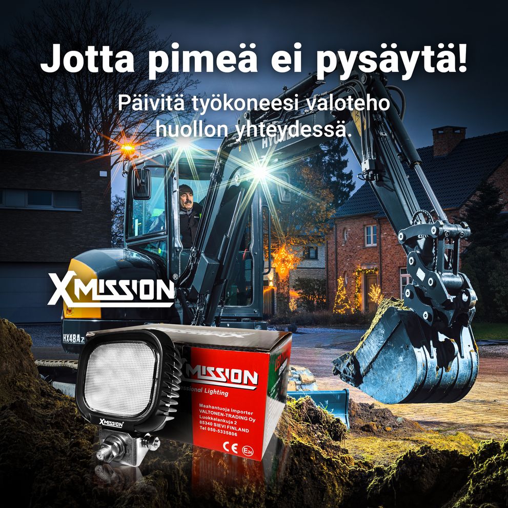 Jotta pimeä ei pysäytä. Päivitä työkoneesi työvalot huollon yhteydessä!