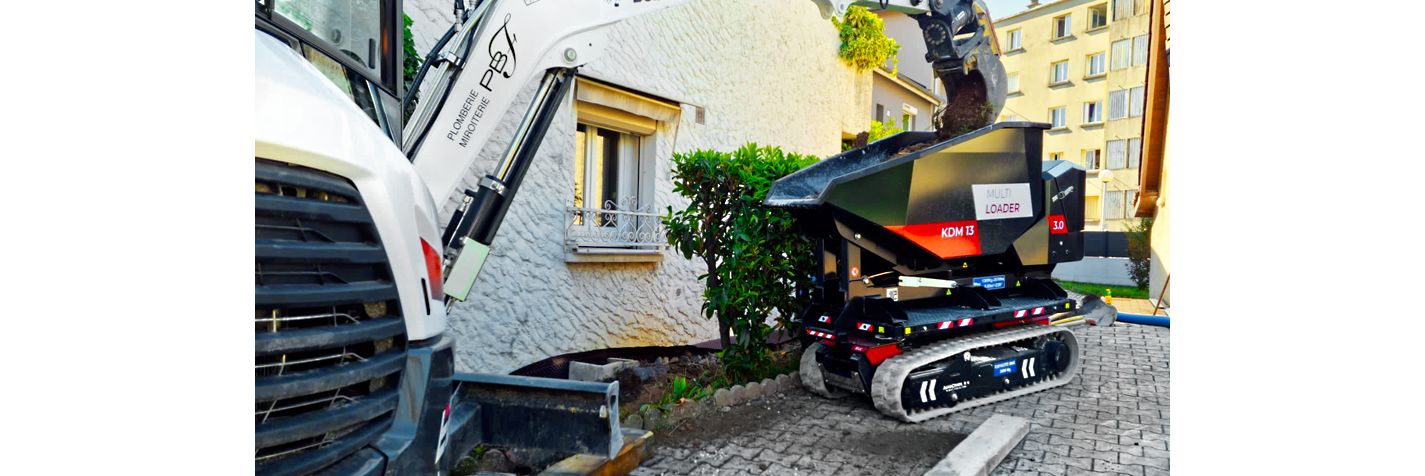 Tela-alustainen kuljetin Alma Crawler Multi-Loader 3.0 FX on tehokas valinta salaojatyömaalle.